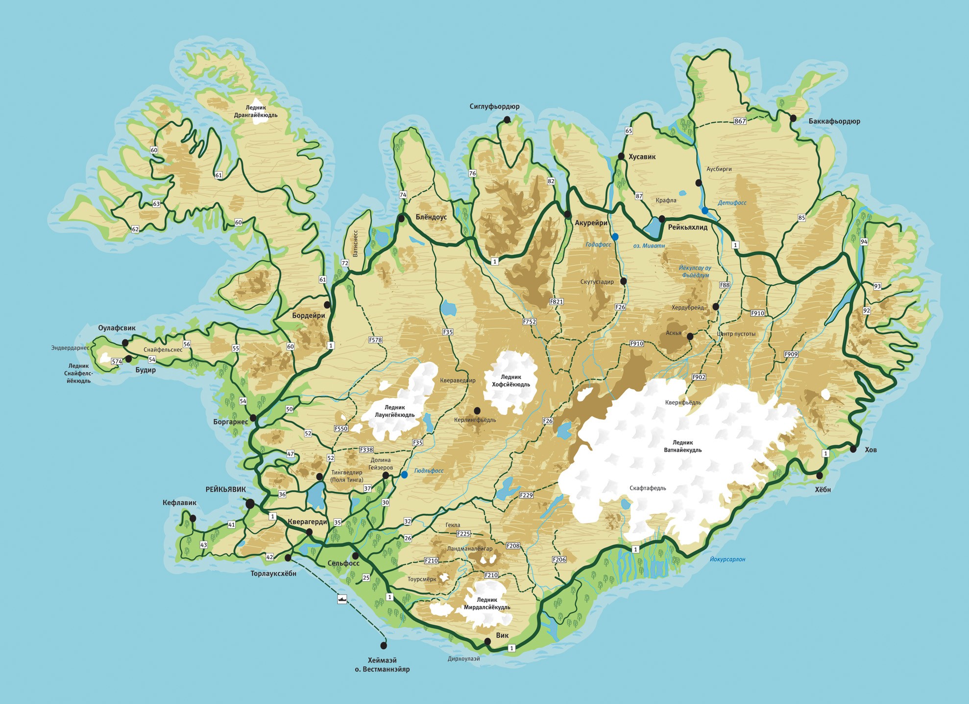 Карта Исландии на русском