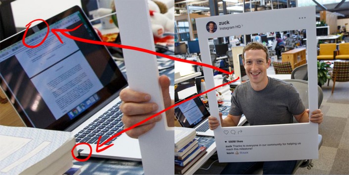 Марк Цукерберг заклеивает камеру ноутбука